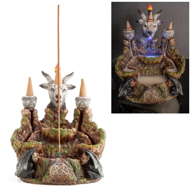 Baphomet Altar on LED Mountain Backflow Cone & Incense Burner